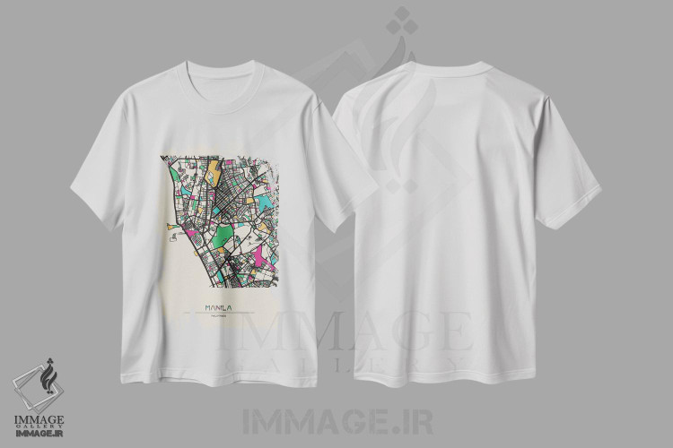 تیشرت طرح دار نقشهٔ مانیل، فیلیپین، هنر دیجیتال اثر آیشه دنیز آکِرمان | فروشگاه ایماژ