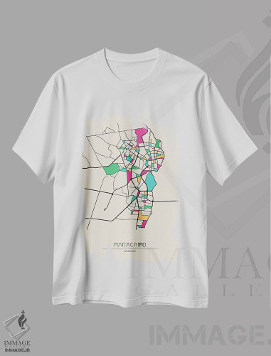 تیشرت طرح دار نقشهٔ ماراکایبو، ونزوئلا، هنر دیجیتال اثر آیشه دنیز آکِرمان | فروشگاه ایماژ