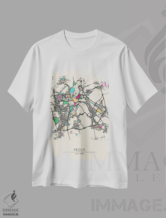تیشرت طرح دار نقشهٔ مکه، عربستان سعودی، هنر دیجیتال اثر آیشه دنیز آکِرمان | immage.ir