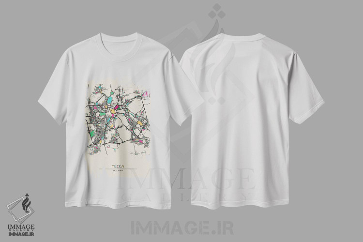 تیشرت طرح دار نقشهٔ مکه، عربستان سعودی، هنر دیجیتال اثر آیشه دنیز آکِرمان | immage.ir