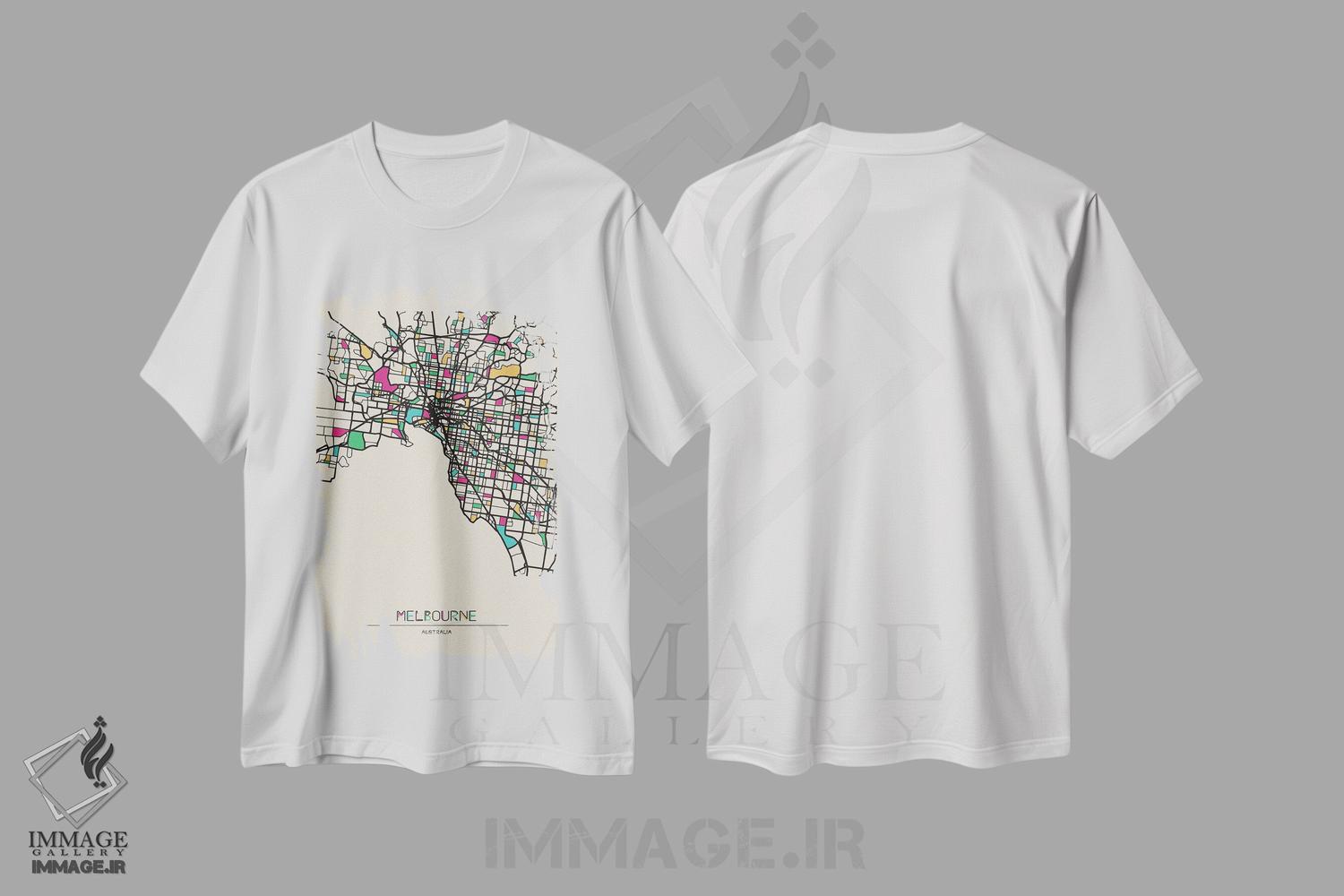 تیشرت طرح دار نقشهٔ ملبورن، استرالیا، هنر دیجیتال اثر آیشه دنیز آکِرمان | immage.ir