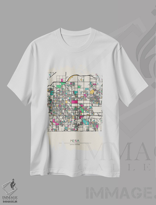 تیشرت طرح دار نقشهٔ مسا، آریزونا، هنر دیجیتال اثر آیشه دنیز آکِرمان | فروشگاه ایماژ