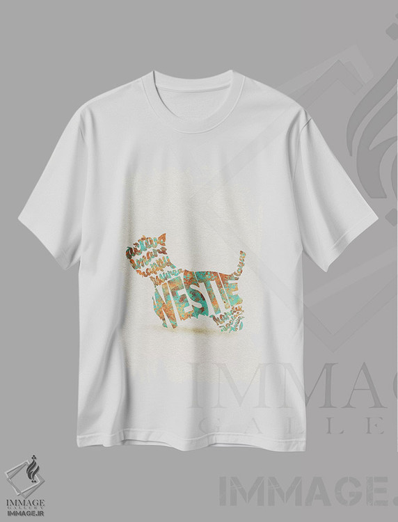 تیشرت طرح دار تِریر سفید وِست هایلَند، هنر دیجیتال اثر آیشه دنیز آکِرمان | فروشگاه ایماژ