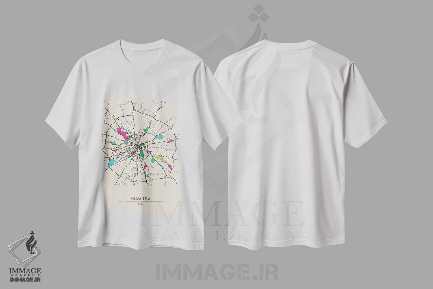 تیشرت طرح دار نقشهٔ مسکو، روسیه، هنر دیجیتال اثر آیشه دنیز آکِرمان | immage.ir