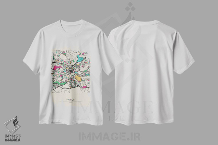 تیشرت طرح دار نقشهٔ نایروبی، کنیا، هنر دیجیتال اثر آیشه دنیز آکِرمان | فروشگاه ایماژ