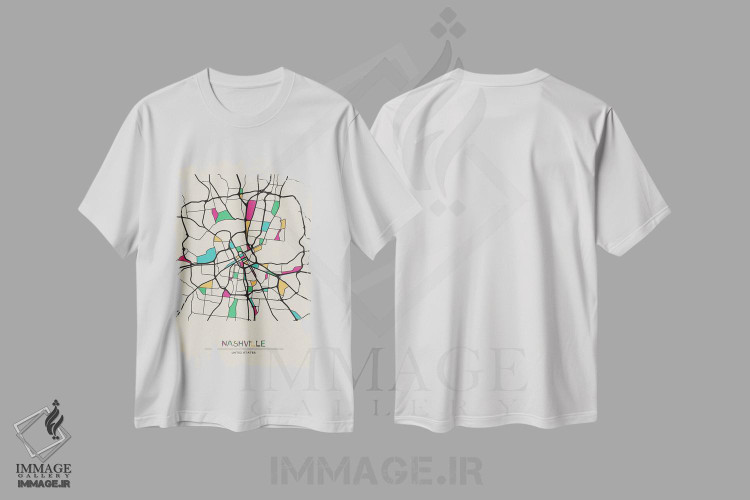 تیشرت طرح دار نقشهٔ نشویل، تنسی، هنر دیجیتال اثر آیشه دنیز آکِرمان | فروشگاه ایماژ