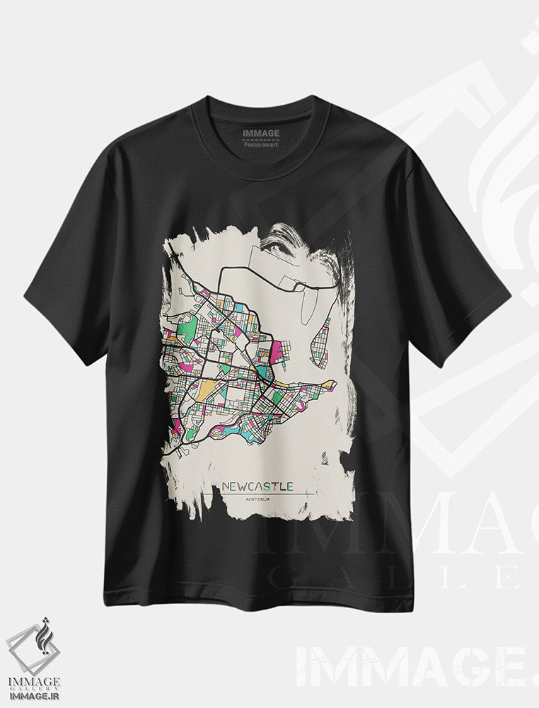 تیشرت طرح دار نقشهٔ نیوکاسل، استرالیا، هنر دیجیتال اثر آیشه دنیز آکِرمان | immage.ir