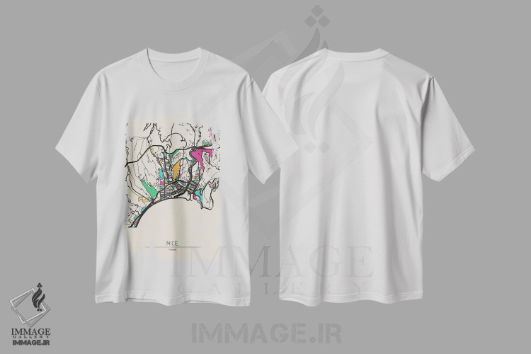 تیشرت طرح دار نقشهٔ نیس، فرانسه، هنر دیجیتال اثر آیشه دنیز آکِرمان | immage.ir