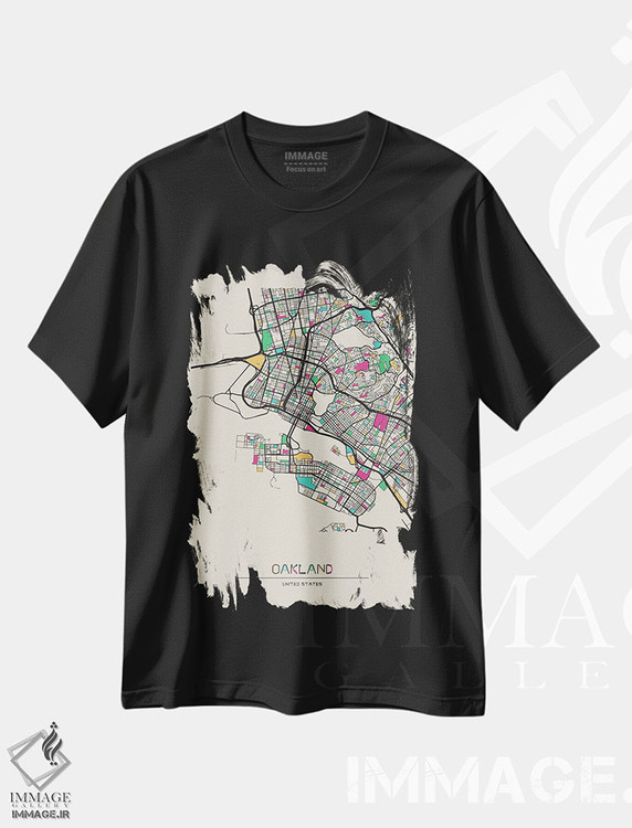 تیشرت طرح دار نقشهٔ اوکلند، کالیفرنیا، هنر دیجیتال اثر آیشه دنیز آکِرمان | immage.ir