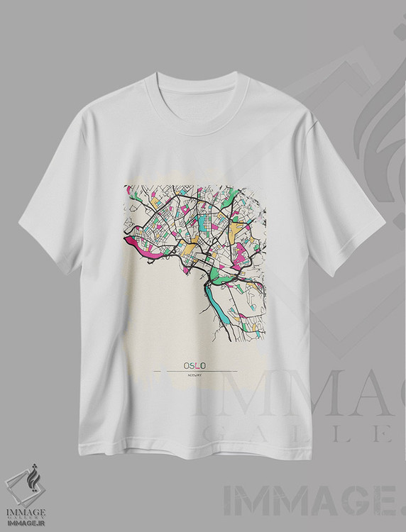 تیشرت طرح دار نقشهٔ اسلو، نروژ، هنر دیجیتال اثر آیشه دنیز آکِرمان | immage.ir