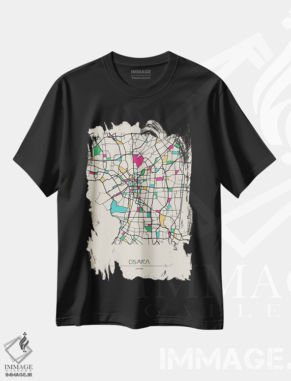 تیشرت طرح دار نقشهٔ اوساکا، ژاپن، هنر دیجیتال اثر آیشه دنیز آکِرمان | immage.ir