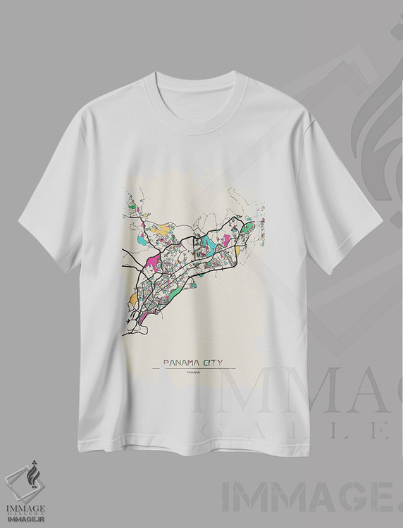 تیشرت طرح دار نقشهٔ پاناماسیتی، هنر دیجیتال اثر آیشه دنیز آکِرمان | فروشگاه ایماژ