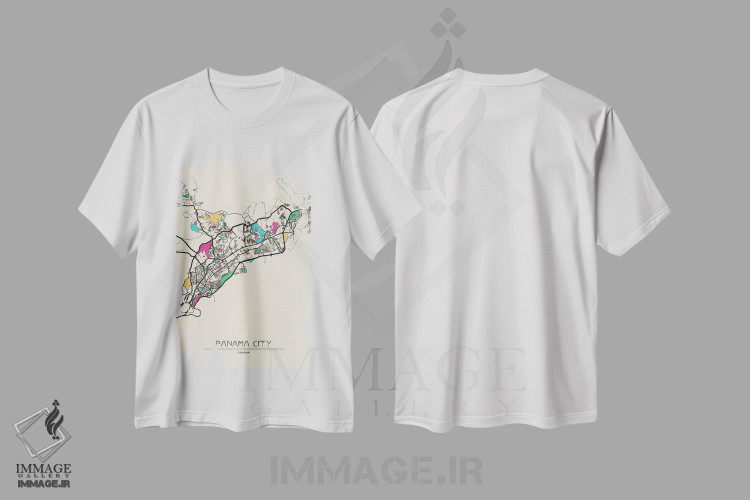 تیشرت طرح دار نقشهٔ پاناماسیتی، هنر دیجیتال اثر آیشه دنیز آکِرمان | فروشگاه ایماژ