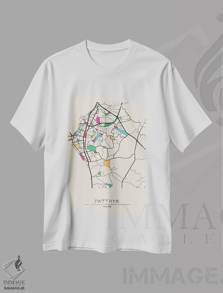 تیشرت طرح دار نقشهٔ پاتایا، تایلند، هنر دیجیتال اثر آیشه دنیز آکِرمان | immage.ir