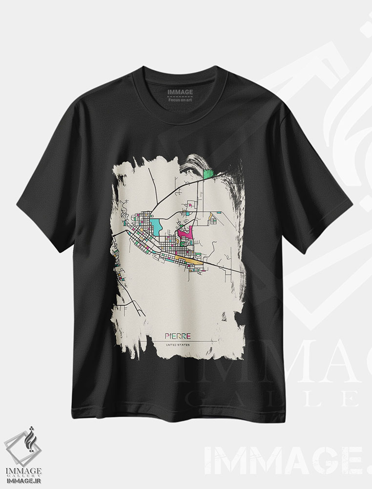 تیشرت طرح دار نقشهٔ پیر، داکوتای جنوبی، هنر دیجیتال اثر آیشه دنیز آکِرمان | فروشگاه ایماژ