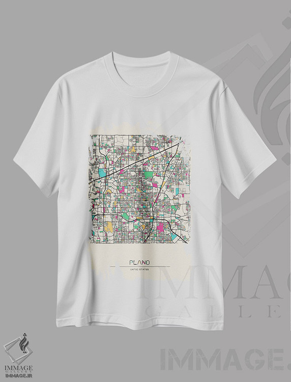 تیشرت طرح دار نقشهٔ پلانو، تگزاس، هنر دیجیتال اثر آیشه دنیز آکِرمان | immage.ir