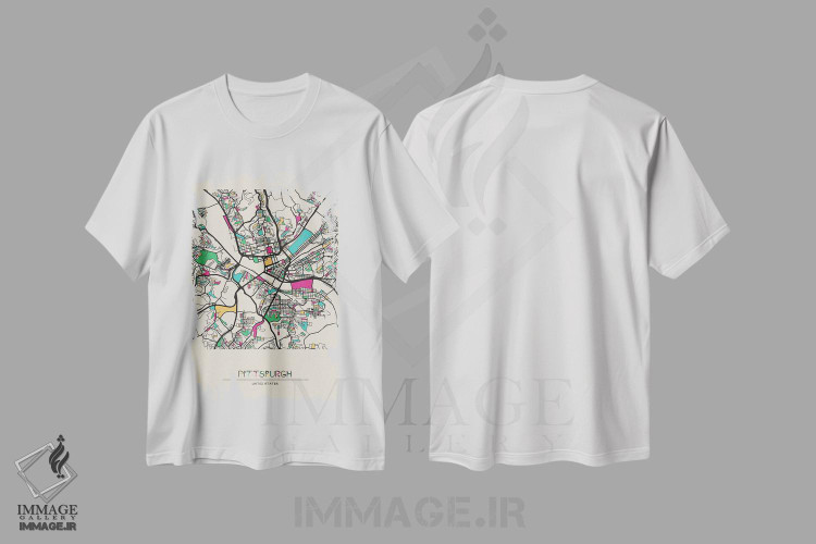 تیشرت طرح دار نقشهٔ پیتسبورگ، پنسیلوانیا، هنر دیجیتال اثر آیشه دنیز آکِرمان | فروشگاه ایماژ