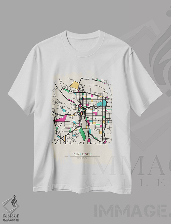 تیشرت طرح دار نقشهٔ پورتلند، اورگان، هنر دیجیتال اثر آیشه دنیز آکِرمان | immage.ir