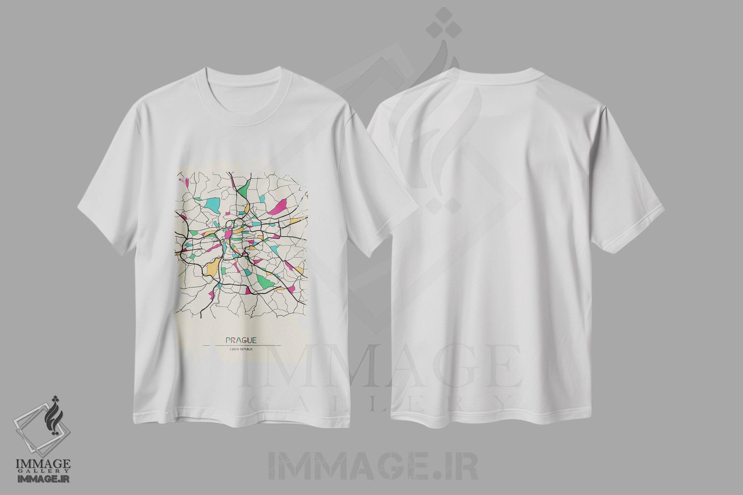 تیشرت طرح دار نقشهٔ پراگ، جمهوری چک، هنر دیجیتال اثر آیشه دنیز آکِرمان | immage.ir