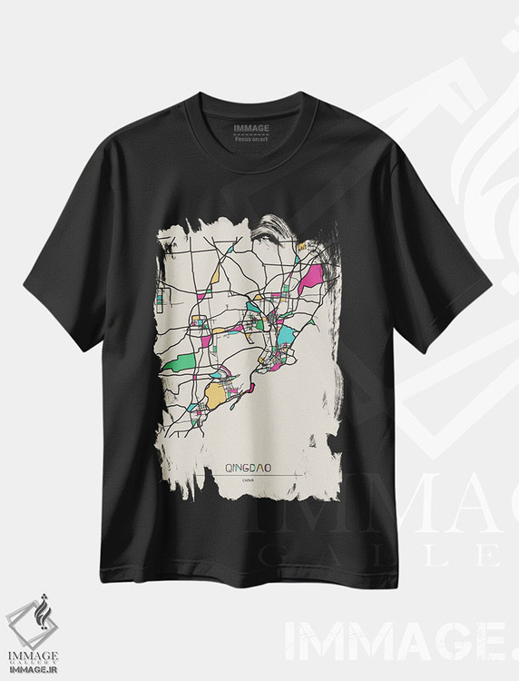 تیشرت طرح دار نقشهٔ چینگدائو، چین، هنر دیجیتال اثر آیشه دنیز آکِرمان | immage.ir
