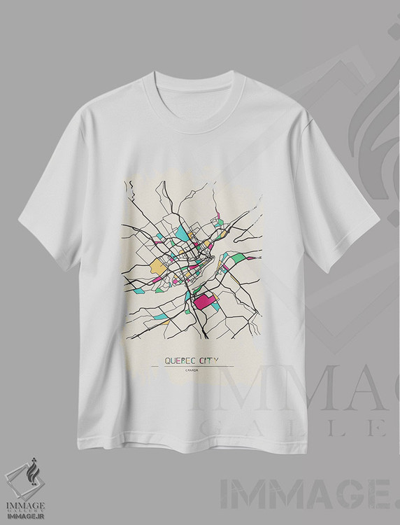 تیشرت طرح دار نقشهٔ شهر کبک، کانادا، هنر دیجیتال اثر آیشه دنیز آکِرمان | immage.ir