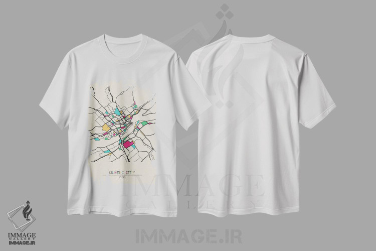 تیشرت طرح دار نقشهٔ شهر کبک، کانادا، هنر دیجیتال اثر آیشه دنیز آکِرمان | immage.ir