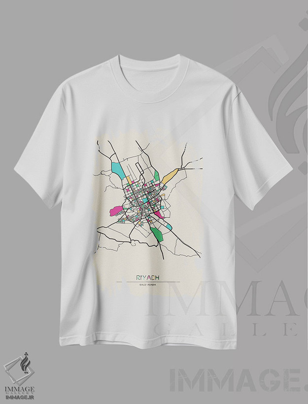 تیشرت طرح دار نقشهٔ ریاض، عربستان سعودی، هنر دیجیتال اثر آیشه دنیز آکِرمان | فروشگاه ایماژ