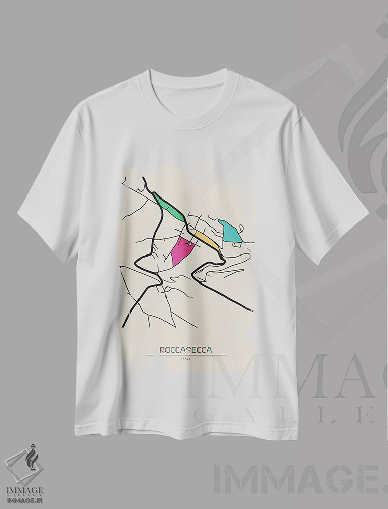 تیشرت طرح دار نقشهٔ روکازکا، ایتالیا، هنر دیجیتال اثر آیشه دنیز آکِرمان | immage.ir