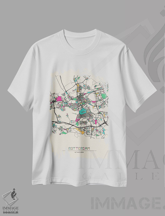 تیشرت طرح دار نقشهٔ روتردام، هلند، هنر دیجیتال اثر آیشه دنیز آکِرمان | immage.ir