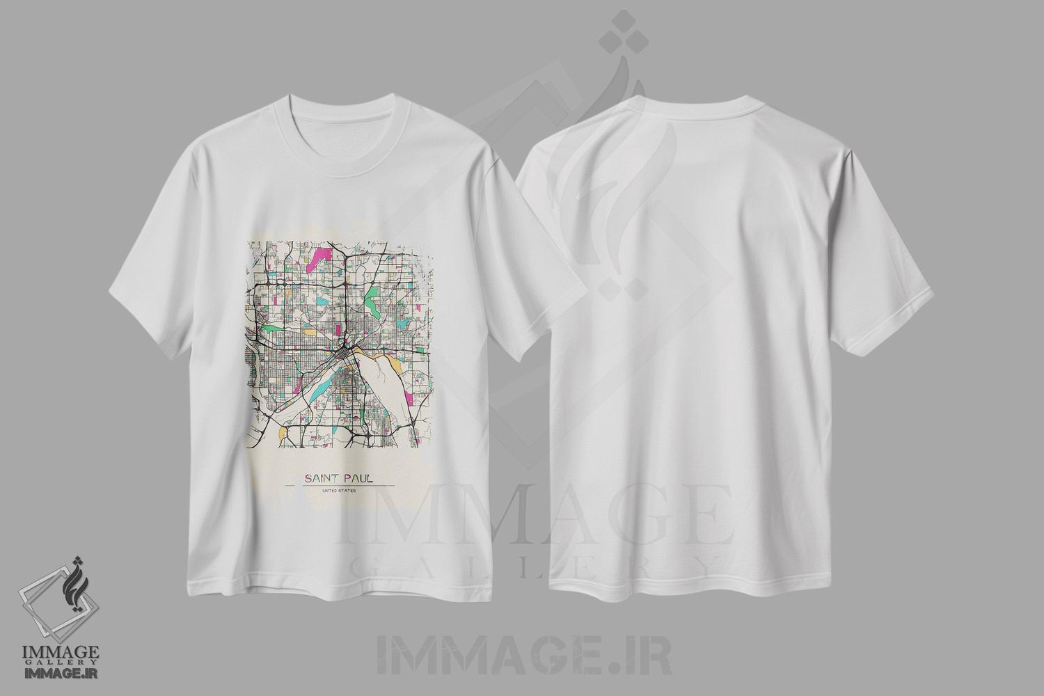 تیشرت طرح دار نقشهٔ سینت پال، مینه سوتا، هنر دیجیتال اثر آیشه دنیز آکِرمان | immage.ir