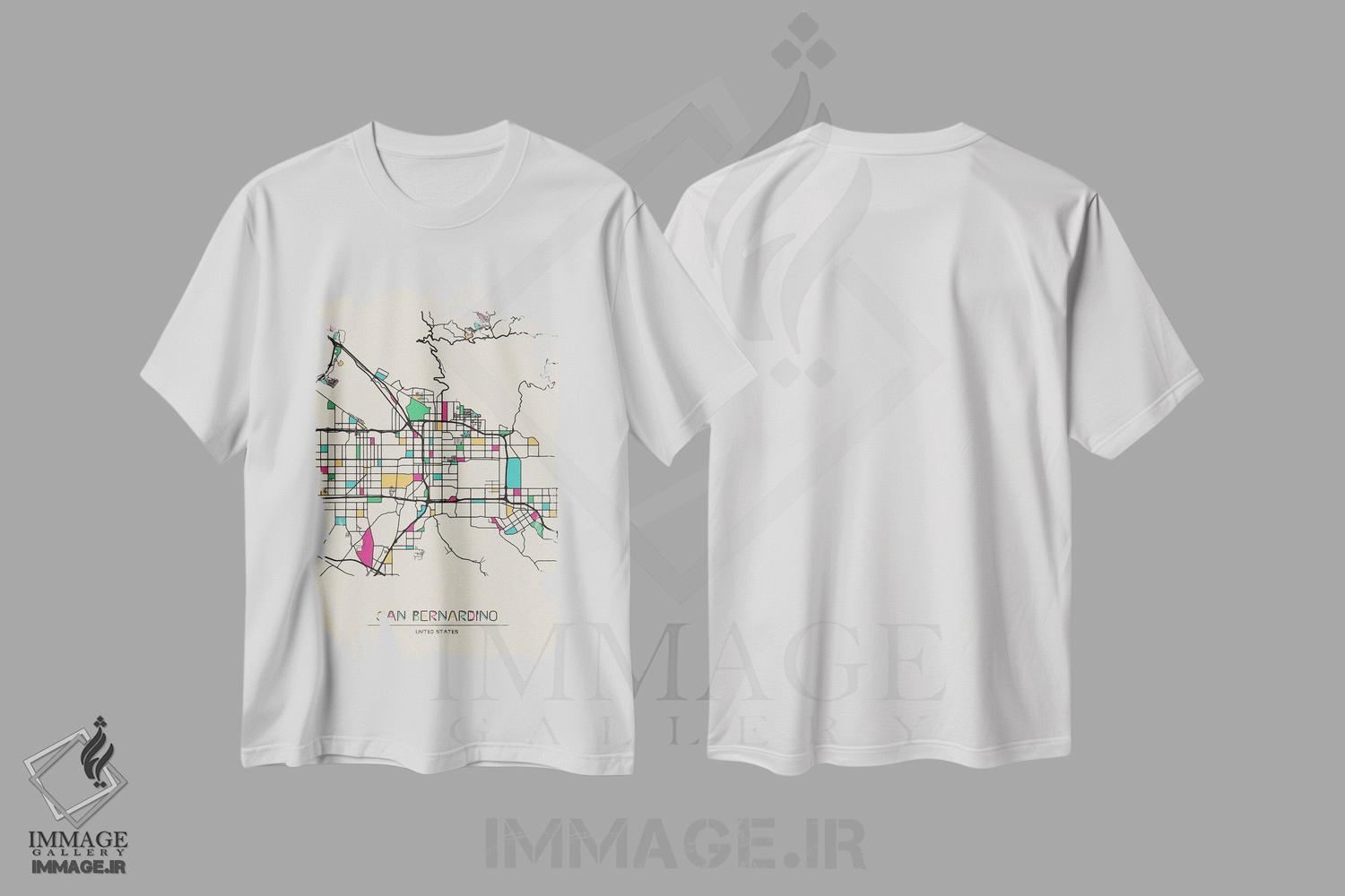 تیشرت طرح دار نقشهٔ سن برناردینو، کالیفرنیا، هنر دیجیتال اثر آیشه دنیز آکِرمان | immage.ir