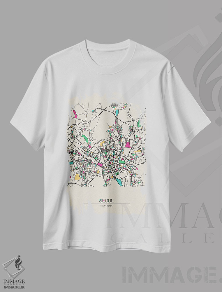 تیشرت طرح دار نقشهٔ سئول، کرهٔ جنوبی، هنر دیجیتال اثر آیشه دنیز آکِرمان | immage.ir