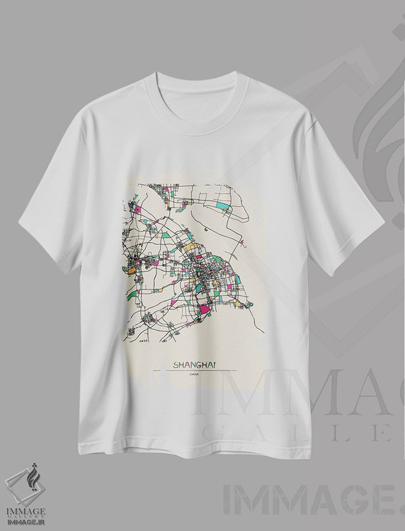 تیشرت طرح دار نقشهٔ شانگهای، چین، هنر دیجیتال اثر آیشه دنیز آکِرمان | immage.ir