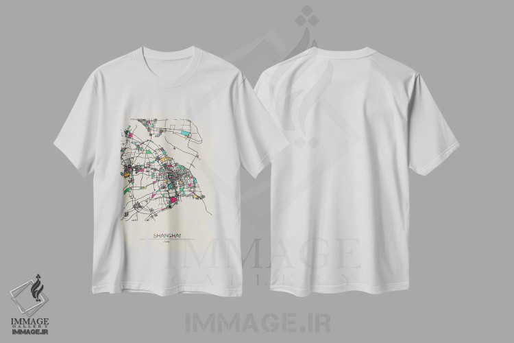 تیشرت طرح دار نقشهٔ شانگهای، چین، هنر دیجیتال اثر آیشه دنیز آکِرمان | immage.ir