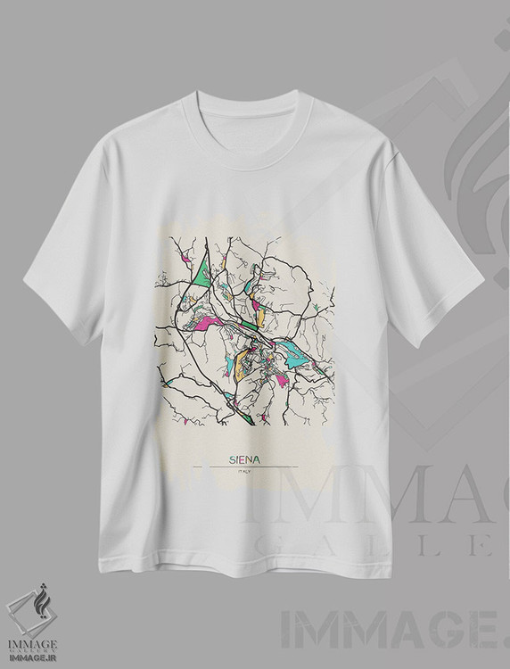 تیشرت طرح دار نقشهٔ سیه نا، ایتالیا، هنر دیجیتال اثر آیشه دنیز آکِرمان | immage.ir