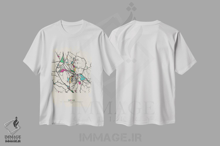 تیشرت طرح دار نقشهٔ سیه نا، ایتالیا، هنر دیجیتال اثر آیشه دنیز آکِرمان | immage.ir