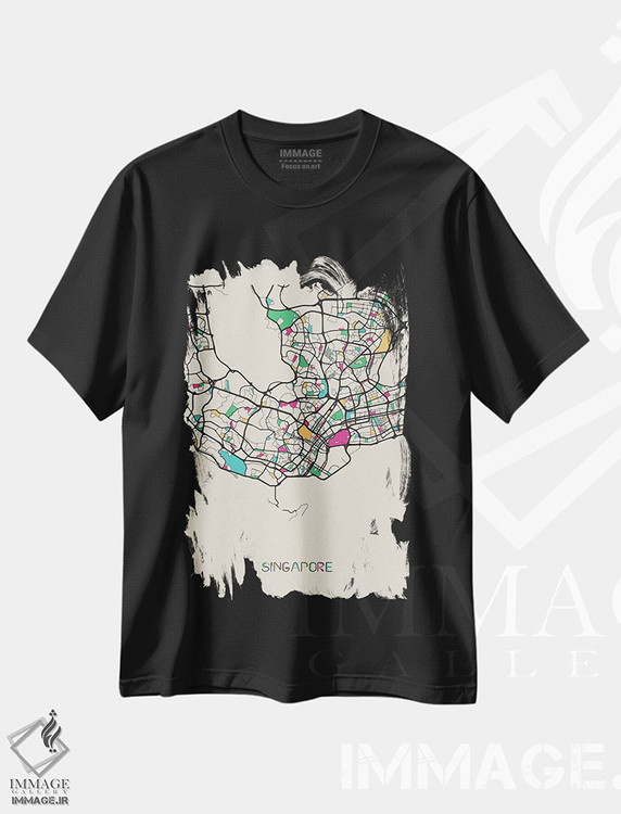 تیشرت طرح دار نقشهٔ سنگاپور، هنر دیجیتال اثر آیشه دنیز آکِرمان | immage.ir