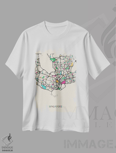 تیشرت طرح دار نقشهٔ سنگاپور، هنر دیجیتال اثر آیشه دنیز آکِرمان | فروشگاه ایماژ