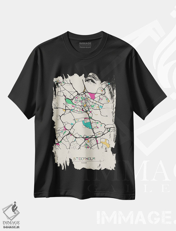 تیشرت طرح دار نقشهٔ استکهلم، سوئد، هنر دیجیتال اثر آیشه دنیز آکِرمان | immage.ir