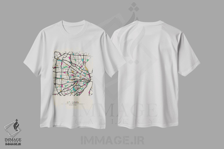 تیشرت طرح دار نقشهٔ سنت لوئیس، میسوری، هنر دیجیتال اثر آیشه دنیز آکِرمان | immage.ir