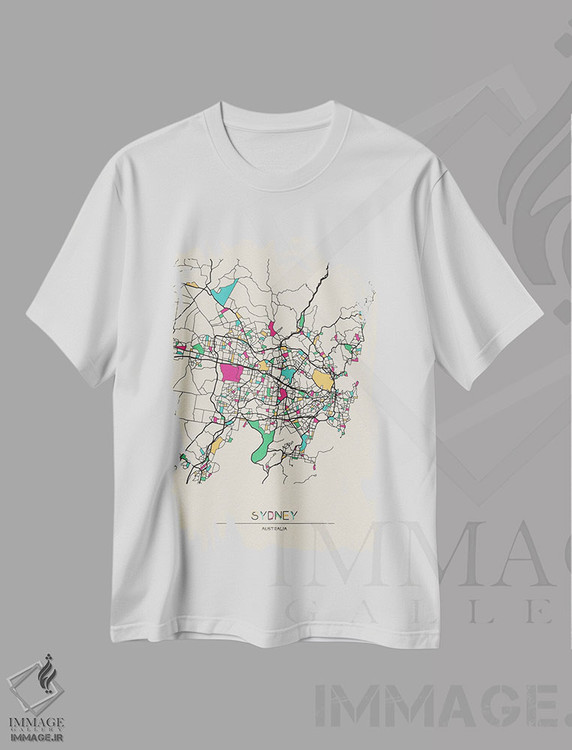تیشرت طرح دار نقشهٔ سیدنی، استرالیا، هنر دیجیتال اثر آیشه دنیز آکِرمان | immage.ir