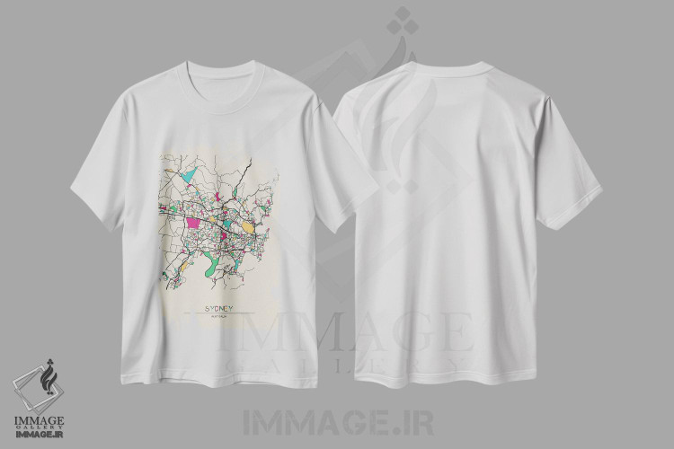 تیشرت طرح دار نقشهٔ سیدنی، استرالیا، هنر دیجیتال اثر آیشه دنیز آکِرمان | immage.ir