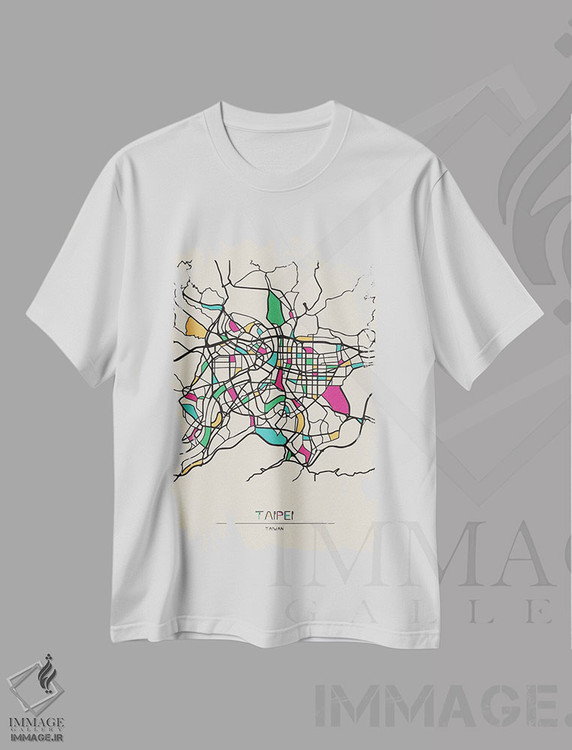 تیشرت طرح دار نقشهٔ تایپه، تایوان، هنر دیجیتال اثر آیشه دنیز آکِرمان | immage.ir