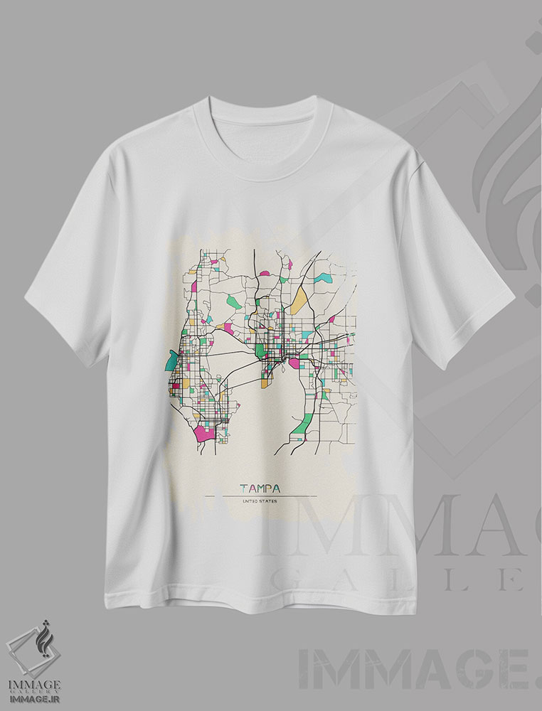 تیشرت طرح دار نقشهٔ تمپا، فلوریدا، هنر دیجیتال اثر آیشه دنیز آکِرمان | immage.ir