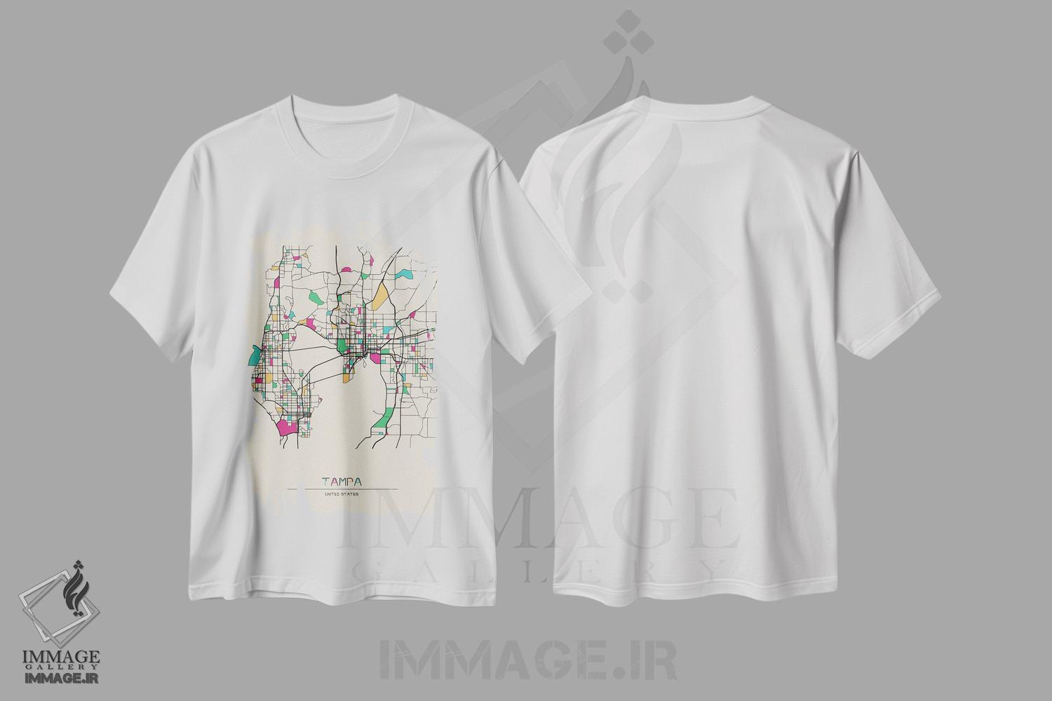تیشرت طرح دار نقشهٔ تمپا، فلوریدا، هنر دیجیتال اثر آیشه دنیز آکِرمان | immage.ir