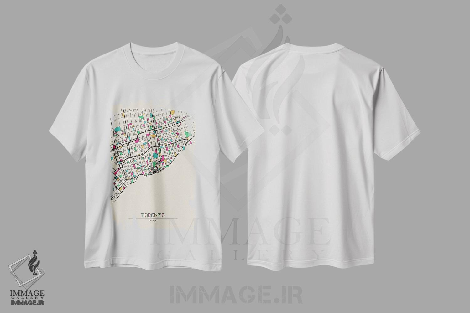 تیشرت طرح دار نقشهٔ تورنتو، کانادا، هنر دیجیتال اثر آیشه دنیز آکِرمان | فروشگاه ایماژ