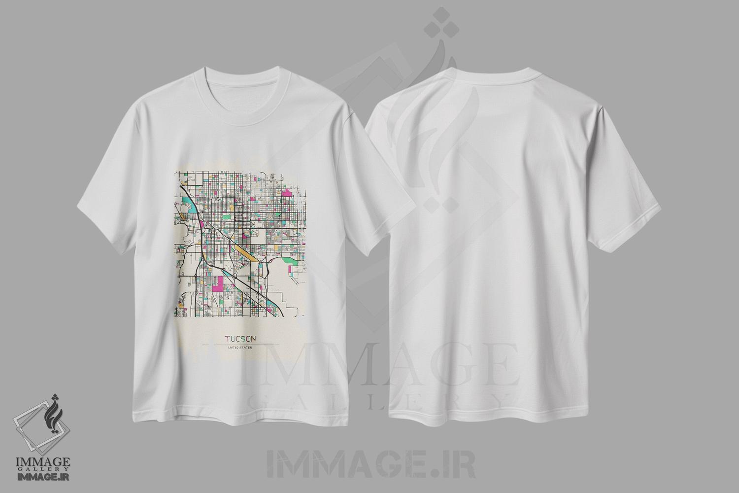 تیشرت طرح دار نقشهٔ توسان، آریزونا، هنر دیجیتال اثر آیشه دنیز آکِرمان | immage.ir
