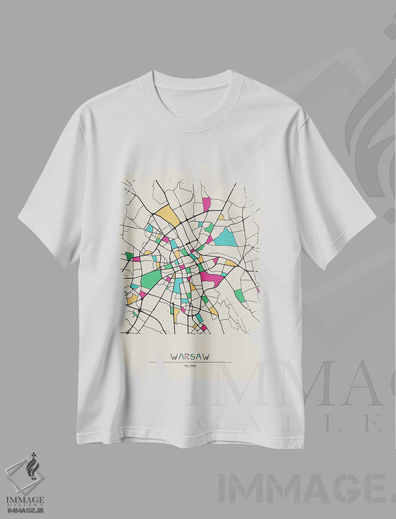تیشرت طرح دار نقشهٔ ورشو، لهستان، هنر دیجیتال اثر آیشه دنیز آکِرمان | immage.ir
