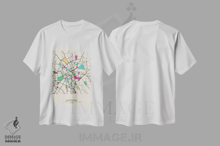 تیشرت طرح دار نقشهٔ ورشو، لهستان، هنر دیجیتال اثر آیشه دنیز آکِرمان | immage.ir