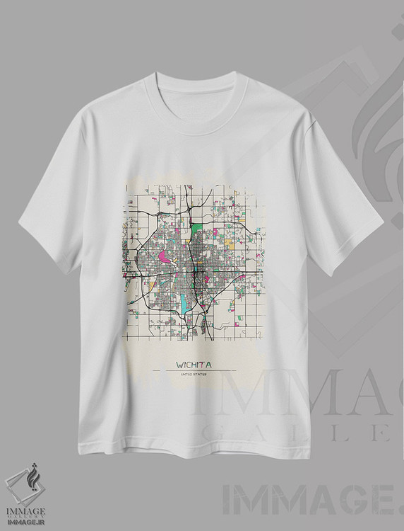 تیشرت طرح دار نقشهٔ ویچیتا، کانزاس، هنر دیجیتال اثر آیشه دنیز آکِرمان | immage.ir